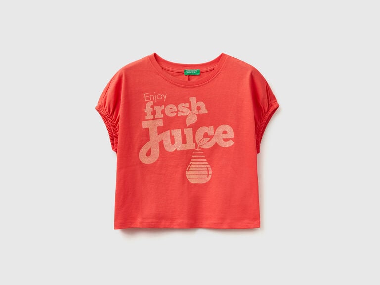 (image for) T-shirt con stampa glitter frutta united colors benetton
